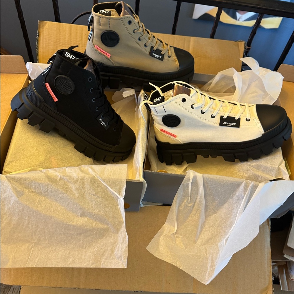 Palladium by Free Prople Black Platform Sneakers with Orange Accents - Picture 2 of 4